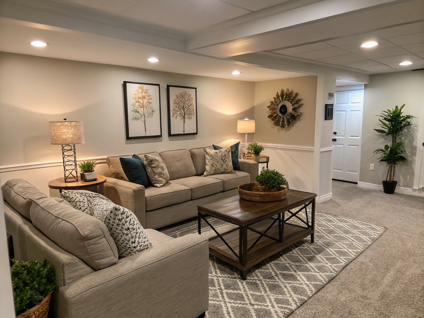 Finished Basement Living Space - After