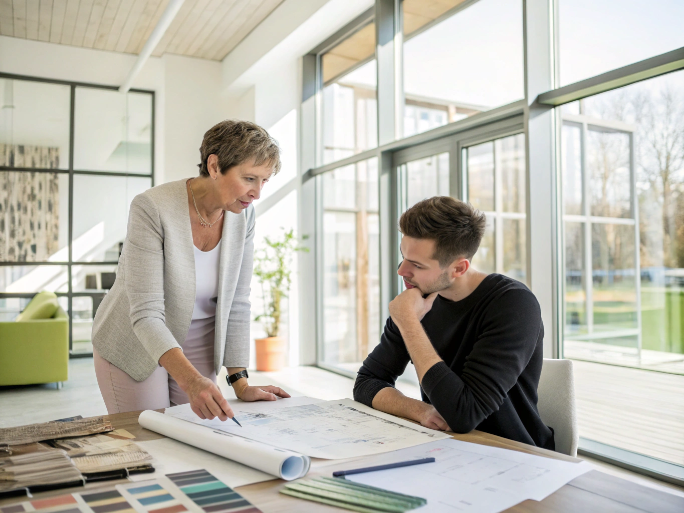 Designer and Client Reviewing 3D Rendering